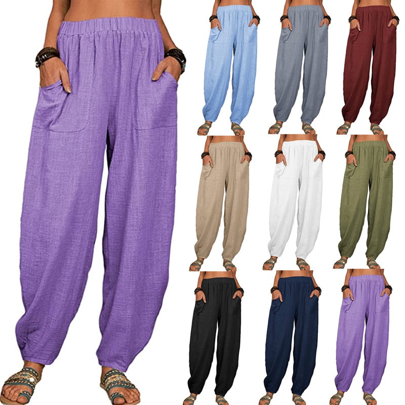 Komfortable Haremshose für Damen mit elastischem Bund; das ideale Kleidungsstück für Bequemlichkeit & Stil.