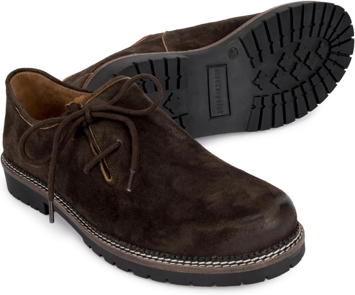 Braune Schnür-Haferlschuhe für Herren, rustikal im AlmVintage Stil, perfekt für festliche Anlässe.