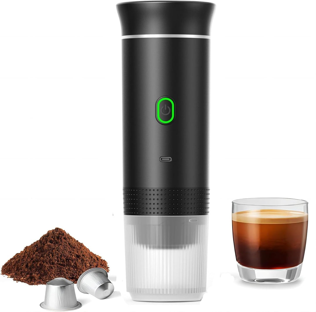 Tragbarer 3-in-1 Espresso-Kaffeemaker Raverno mit Akku für frischen Kaffee unterwegs.