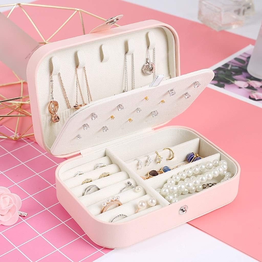 Tragbare Leder-Schmuckschatulle, doppellagig & geschenkbereit. Praktischer Organizer für Schmuck.