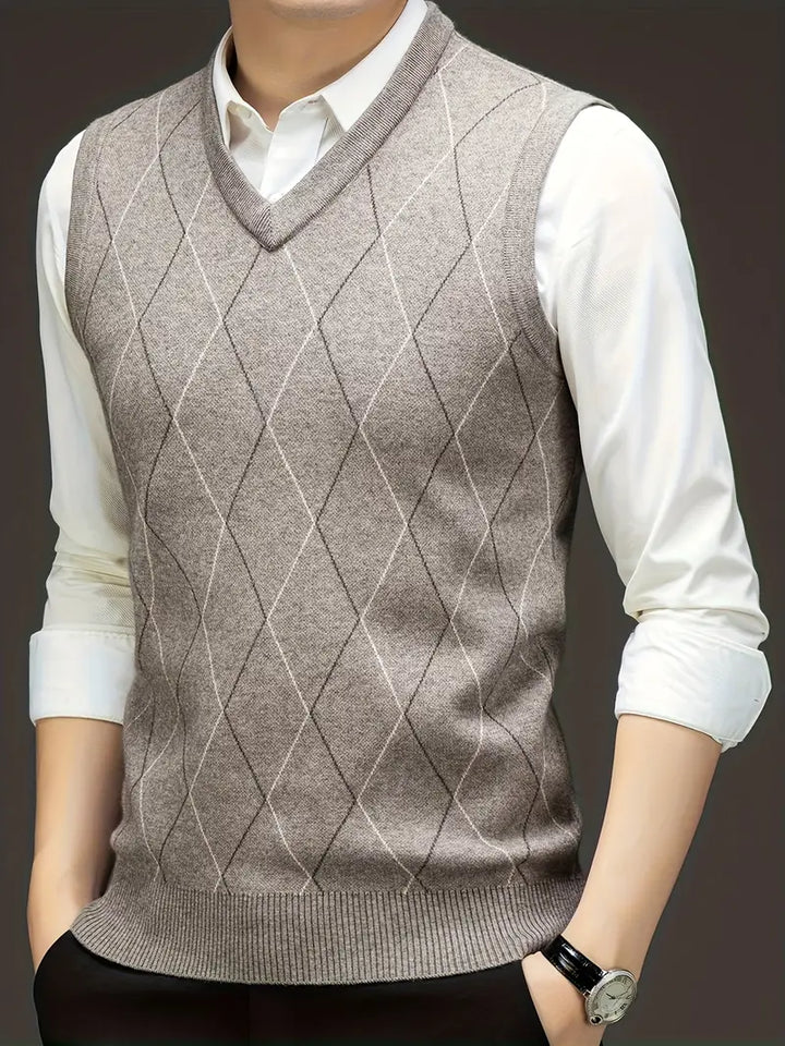 Bequemer Herren Strick-Bodywarmer, Slim Fit, V-Ausschnitt, perfekt für den ganzen Tag.