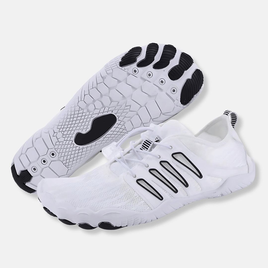 Bequeme Damen Barfuß Freizeitschuhe mit elastischer Schnürung, atmungsaktiv für Alltag und Walking.