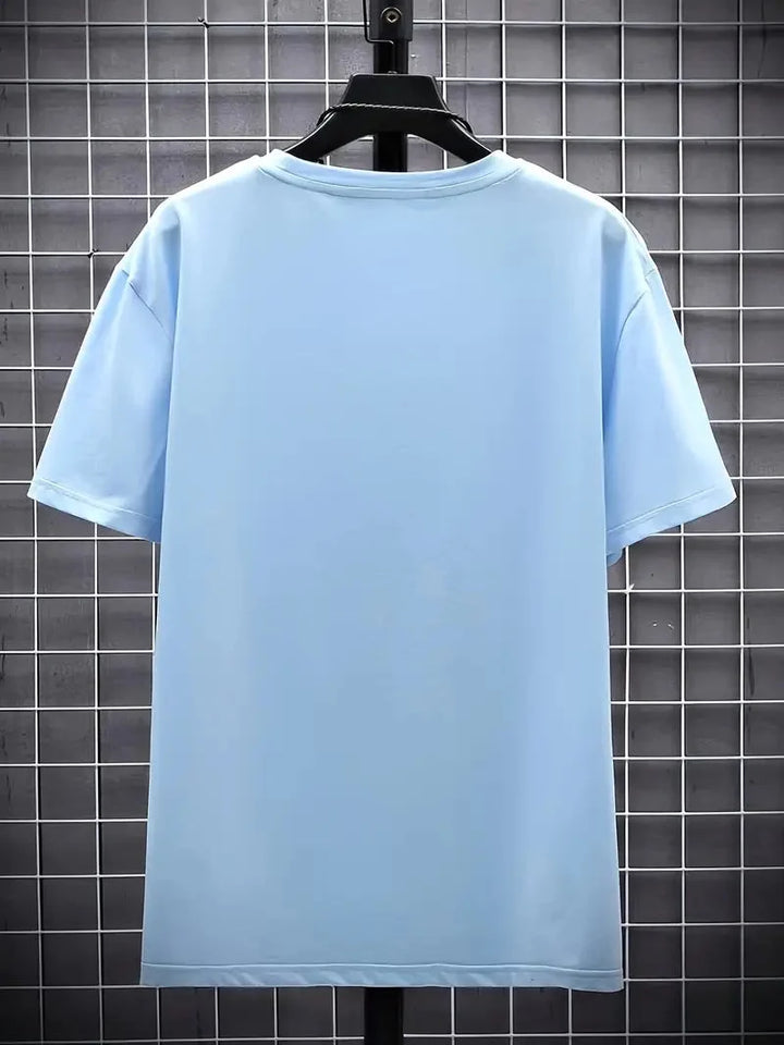 Schwarzes Alltagsshirt für Herren, V-Ausschnitt, Slim Fit Kurzarmshirt, unverzichtbares Basic.