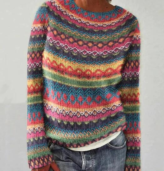 Damen Strickpullover, Retro-Look, bequem & stylisch für Herbst-Wintermode.