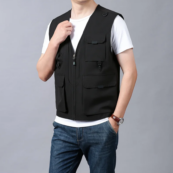 Herren Funktionsweste, khaki, atmungsaktiv, ideal für Jäger, Angler & Outdoor-Enthusiasten.