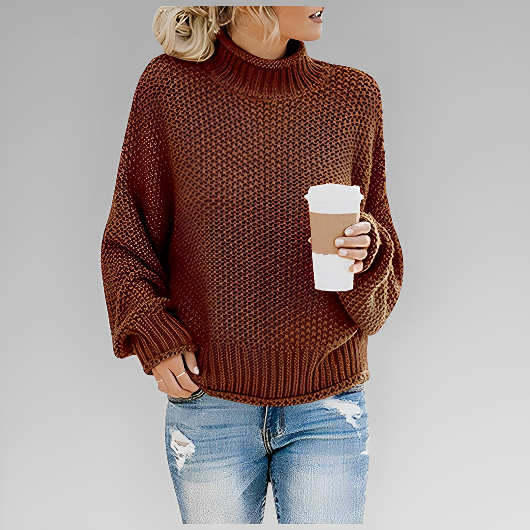 Eleganter Damen-Strickpullover mit Rollkragen, vielseitig kombinierbar für einen schicken Herbst/Winter-Look.