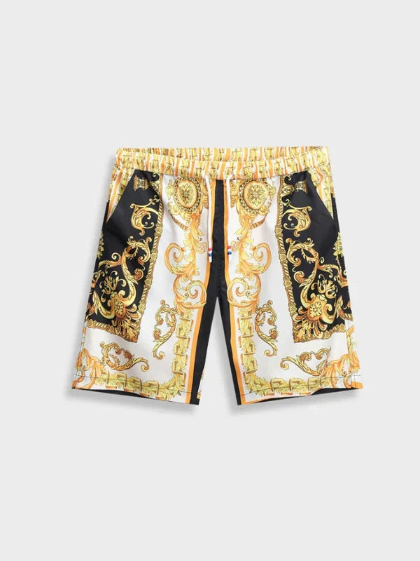 Herren Freizeitset für den Sommer: Kurzarmhemd & Shorts mit Barockmuster in trendiger, bequemer Passform.