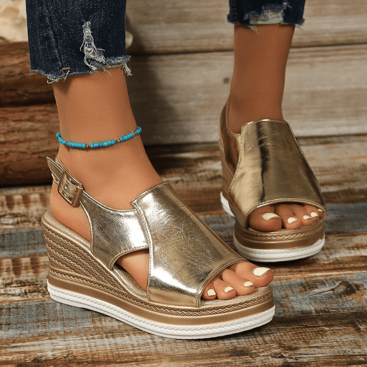 Bequeme Damensandalen, orthopädisch mit Plateau, ideal für Freizeit & Sommer.