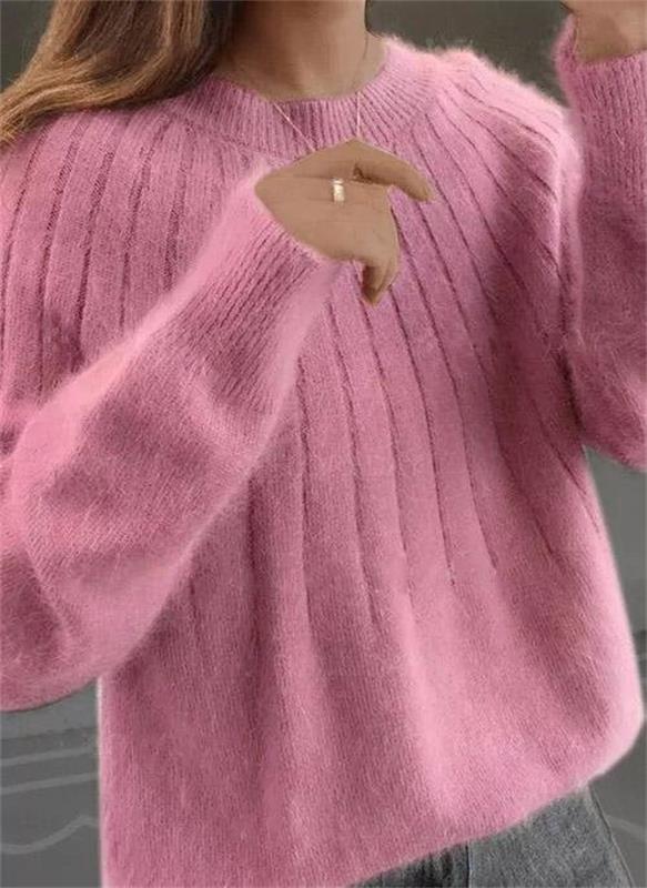 Modischer Damen Herbstpullover, lässiges Design mit Zopfmuster, perfekt für den Casual-Look.