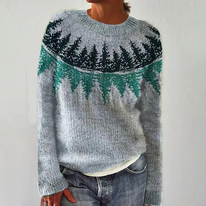 Warmer Damen Retro Pullover, langärmlig, perfekt als Winter-Freizeitbekleidung.