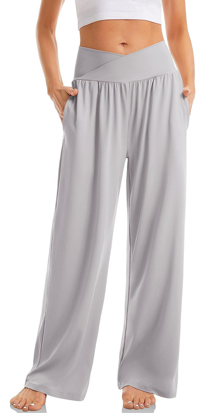 Damen Yoga-Hose Mavumo, weites Bein, V-Bund, hohe Taille, perfekt für Pilates.