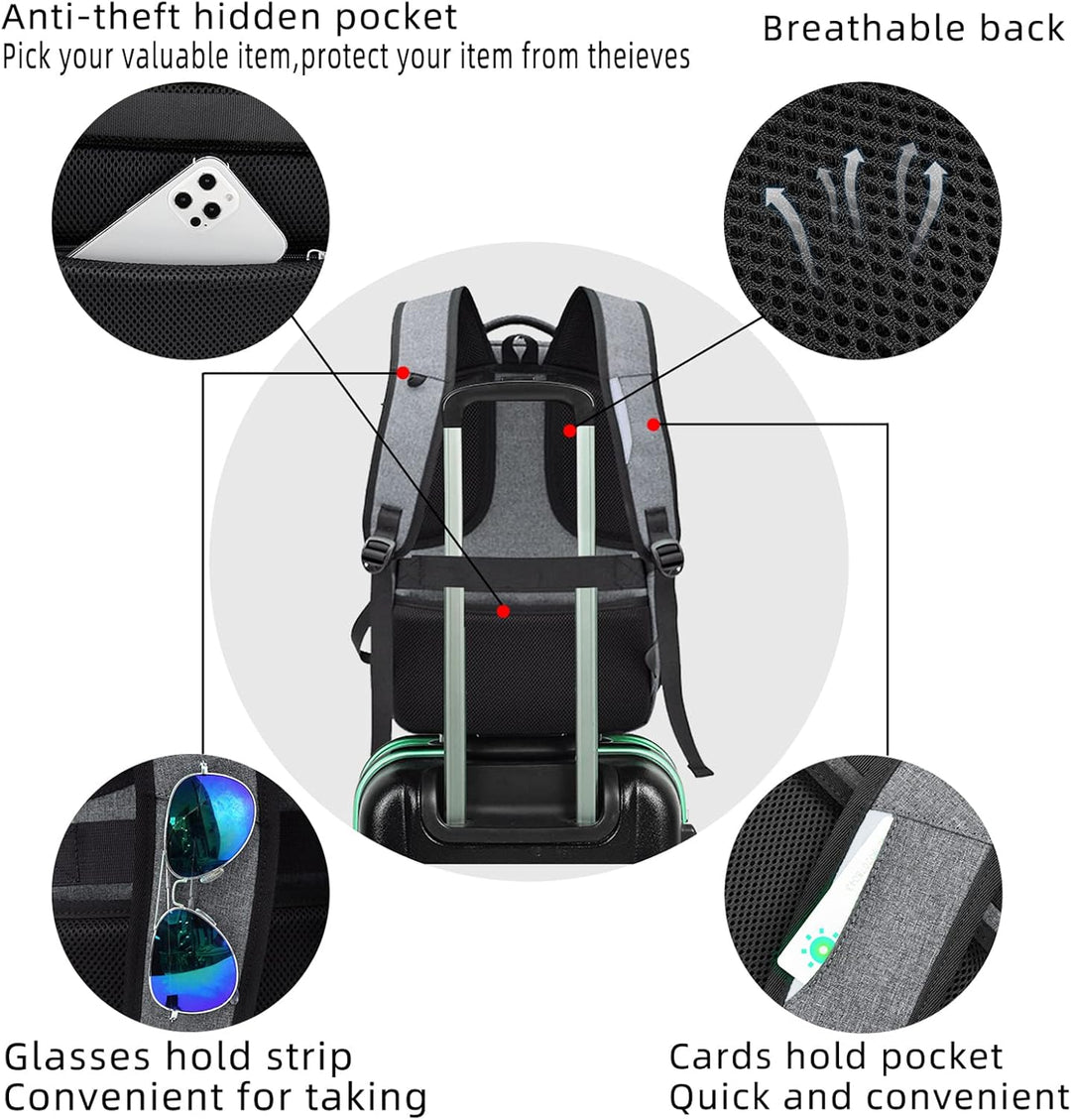 Praktischer Laptoprucksack, unisex, mit Diebstahlschutz, USB-Port & vielen Organisationsfächern.