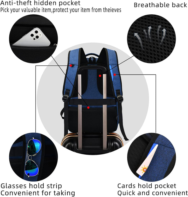 Ergonomischer Unisex Rucksack mit gepolsterten Trägern, Laptop-Sleeve & USB-Anschluss.