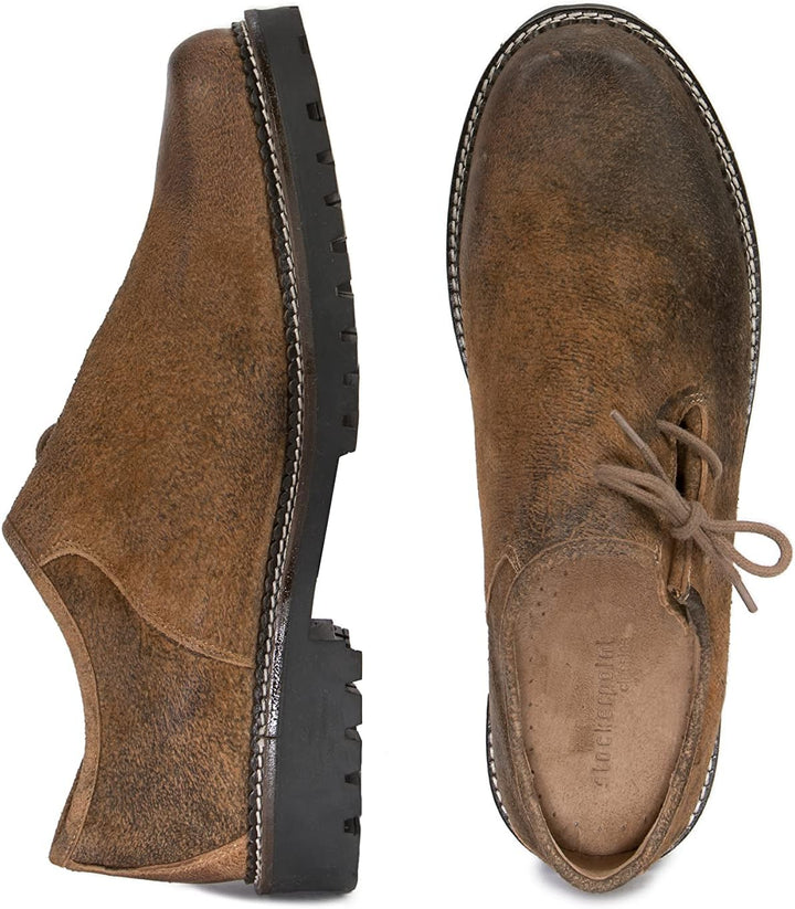 Traditionelle AlmVintage Haferlschuhe für Herren, rustikaler Leder-Look für Volksfest-Stil.