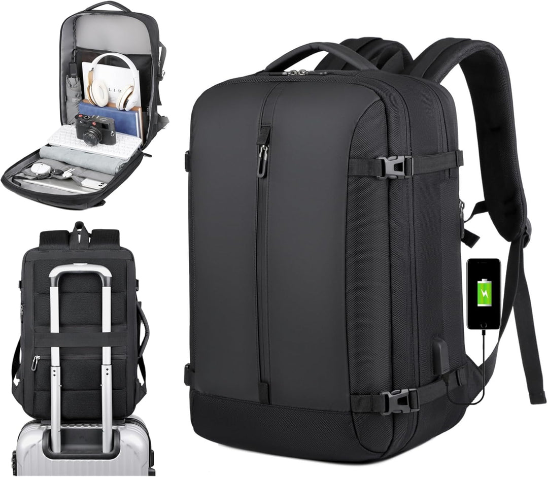 Wasserdichter 40L Reiserucksack mit USB-Ladeanschluss und 17 Zoll Laptopfach; ideal für Business und Reisen.