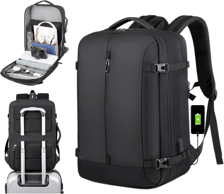 Wasserdichter 40L Reiserucksack mit USB-Ladeanschluss und 17 Zoll Laptopfach; ideal für Business und Reisen.