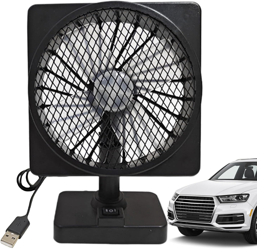 Auto Kühlventilator 12V USB mit 360° Rotation für effiziente Fahrzeugkühlung. Leise & kompakt.