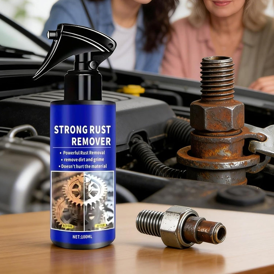 Effektiver Rostentferner Spray für Metalloberflächen. Schneller Rostlöser zur Reinigung von Werkzeugen und Geräten.