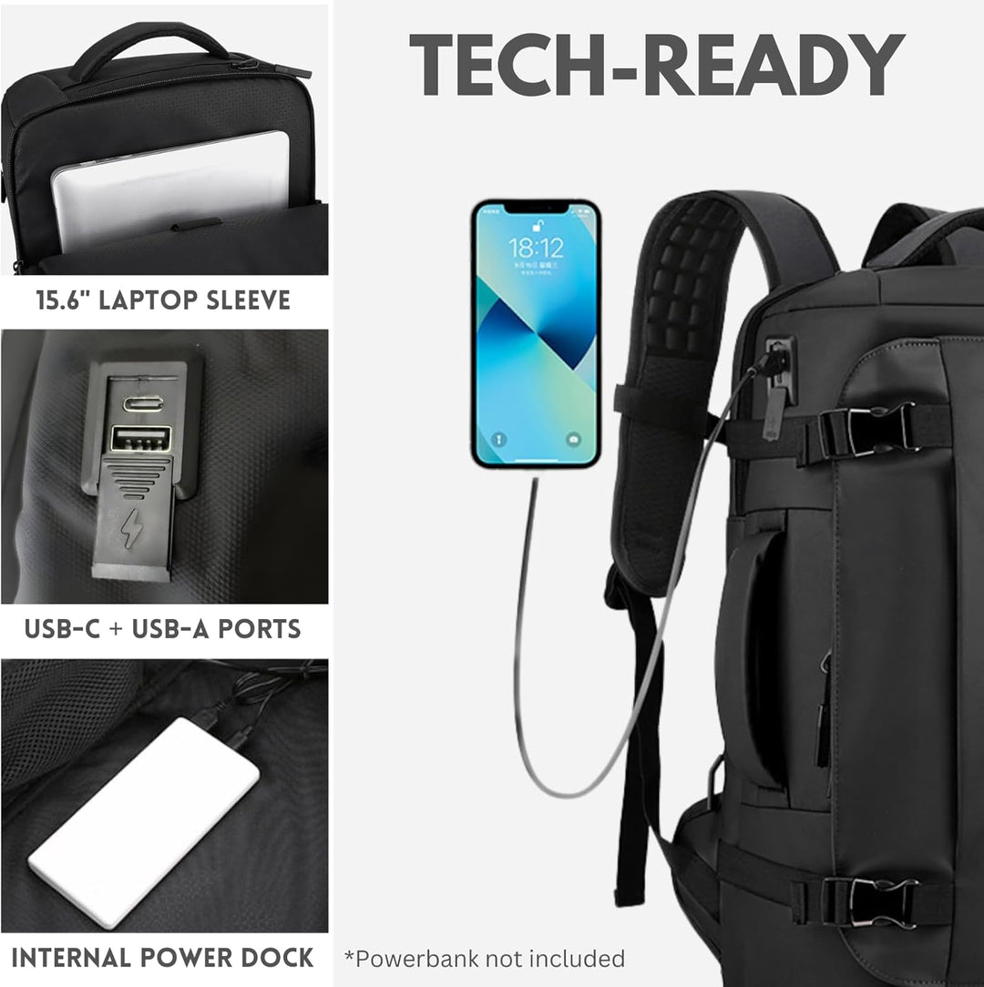 Vielseitiger 15-Zoll-Tagesrucksack & Reiserucksack, wasserdicht mit Seitenöffnung für einfachen Zugriff.