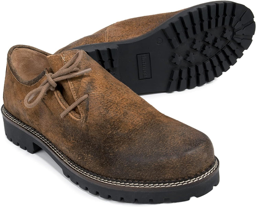 Rustikale AlmVintage Herren Haferlschuhe aus Leder mit Schnürung, ideal für Komfort an Festtagen.