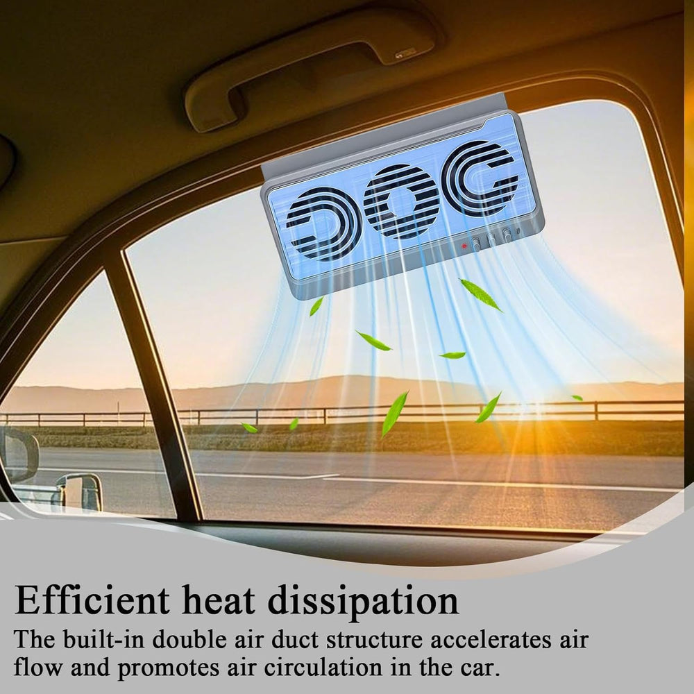 Auto-Fensterlüfter mit Dual-Kanal-Absaugung für verbesserte Frischluftzufuhr. Solarbetrieben, umweltfreundlich.