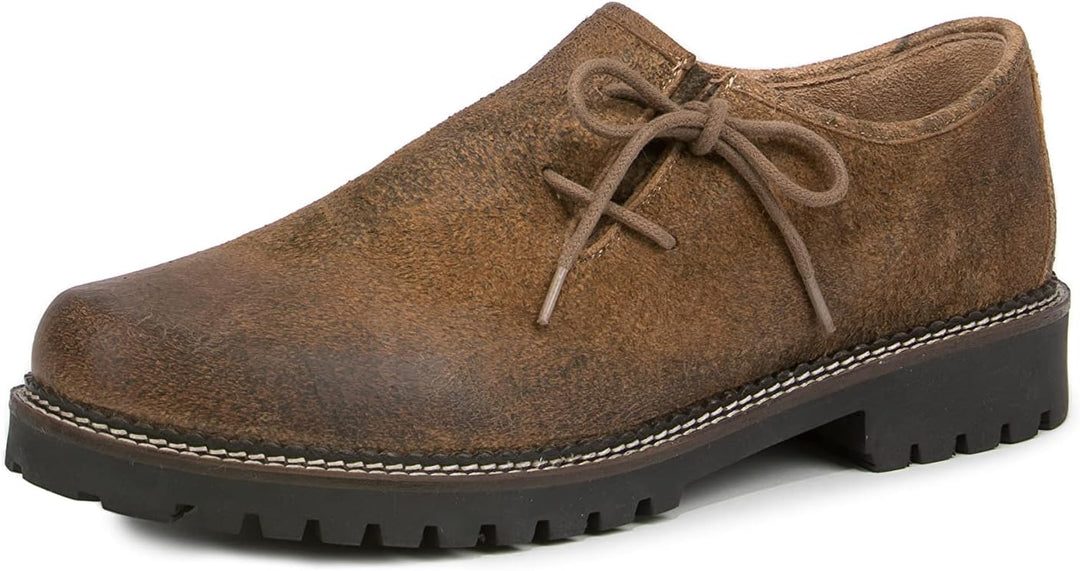 Herren Haferlschuhe aus braunem Leder, perfekt für Oktoberfest und traditionelle Feste.
