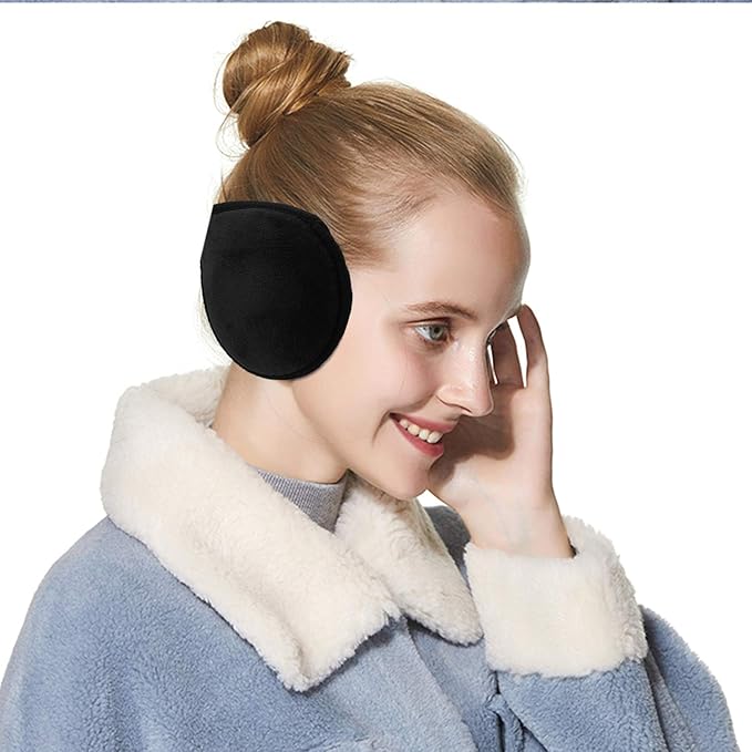 Graue Fleece Ohrenschützer unisex. Ideal für Wintersport und Kälteschutz. Warm & weich.