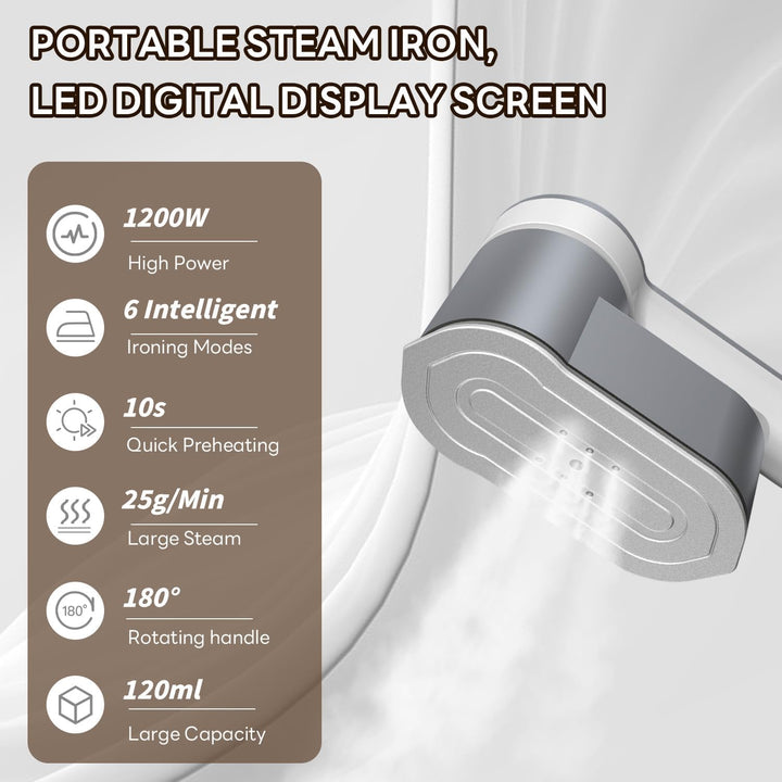 Multifunktionaler 1200W Dampfglätter mit 6 Modi für effektive Kleiderpflege zu Hause und auf Reisen.