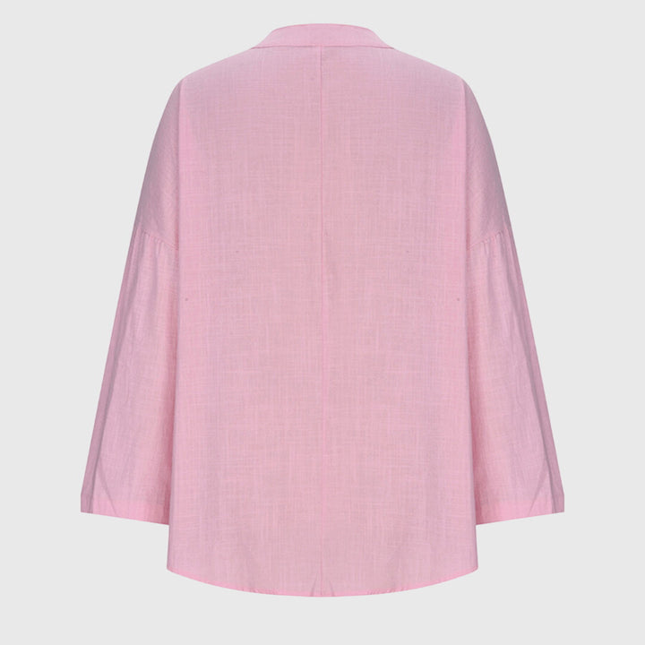 Damen Bluse mit V-Ausschnitt, bequeme, lockere Sommerpassform, ideales Oberteil für den Alltag.