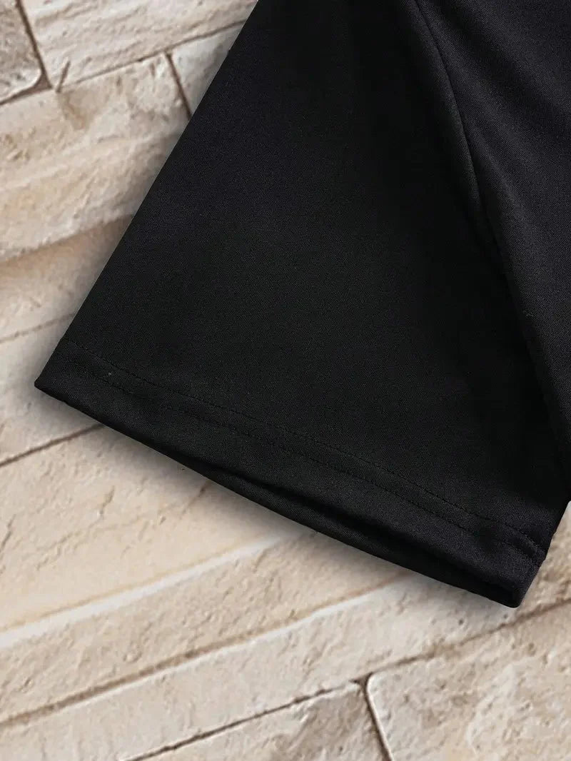 Marineblaues Herren T-Shirt mit V-Ausschnitt, Slim Fit, Detailaufnahme des Kragens.