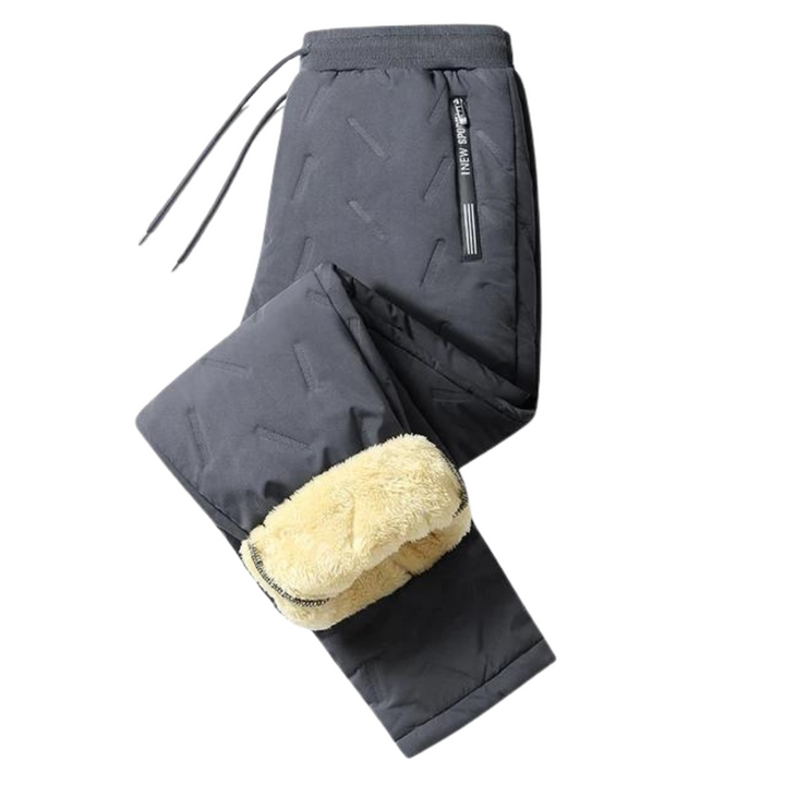 Graue Herren Thermohose, flexibel für Bewegung, wasserabweisend, Kälteschutz beim Wandern & Outdoor-Sport.