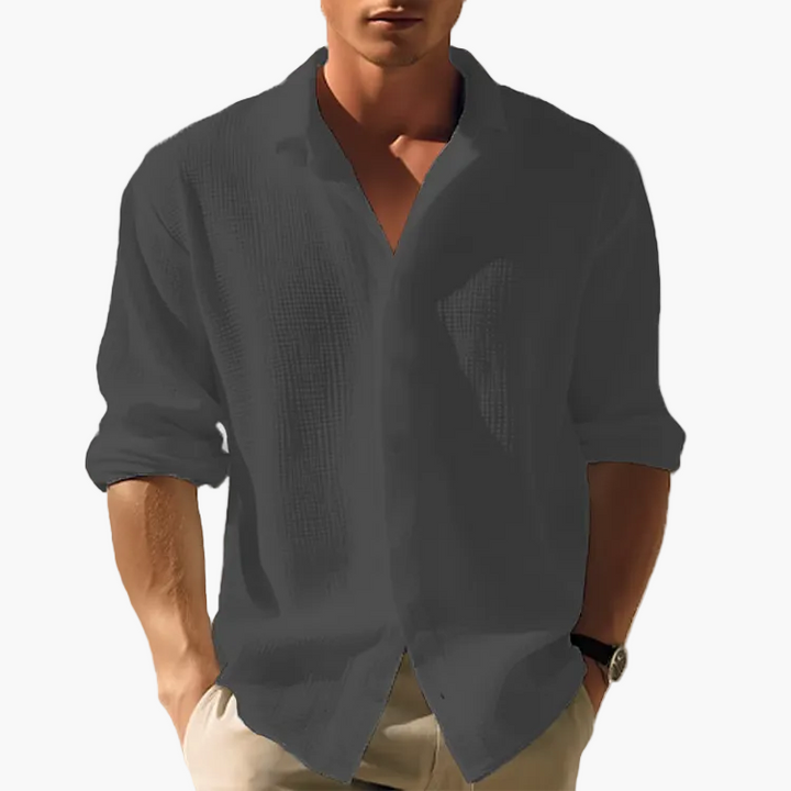 Attraktives Männer Sommerhemd mit Langarm. Stilvolle Eleganz für Casual Looks. Perfektes Frühlings-Freizeithemd.