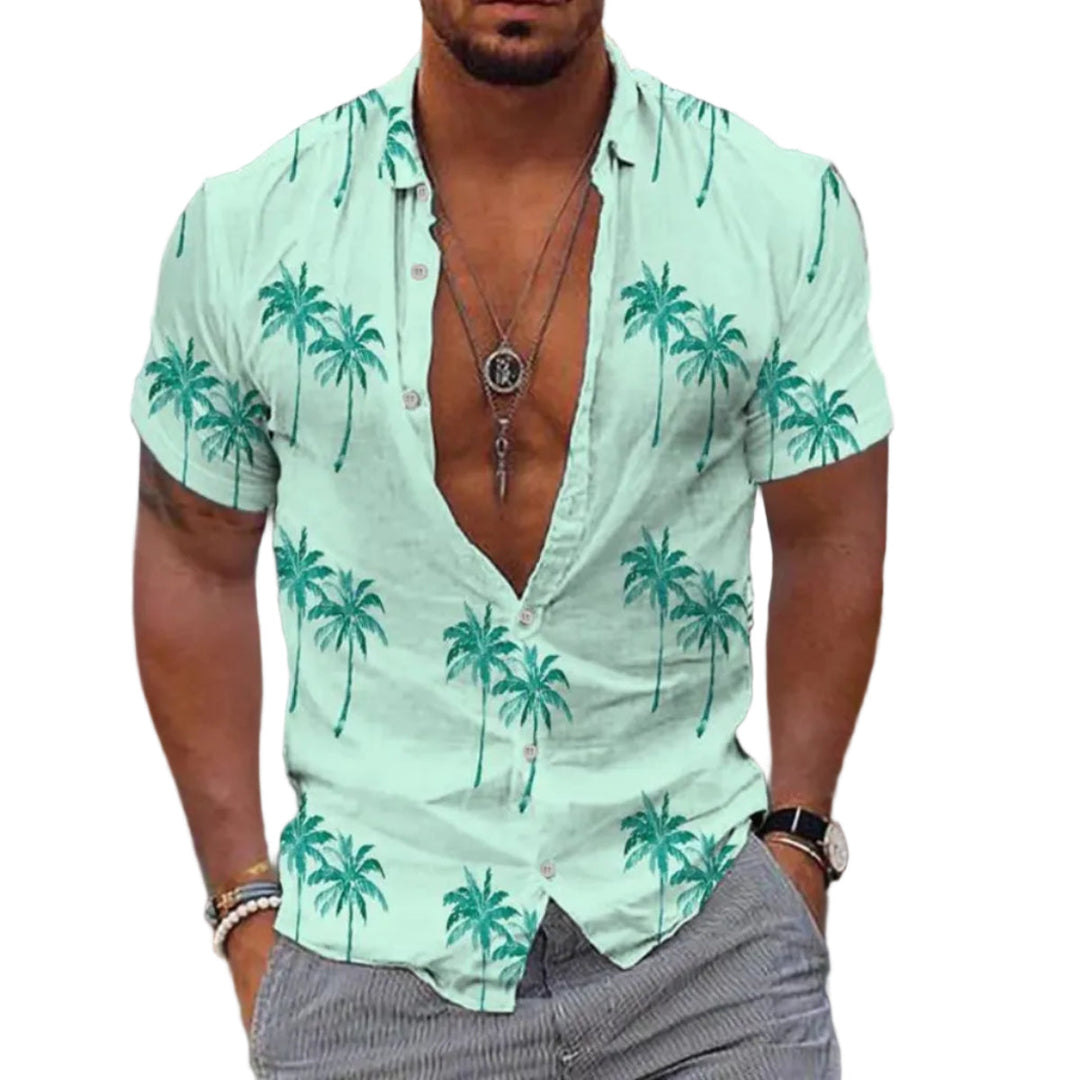 Luftiges Herrenhemd für den Sommer, kurzärmlig und aus leichtem Stoff. Das perfekte, bequeme Urlaubs- und Casual-Hemd.
