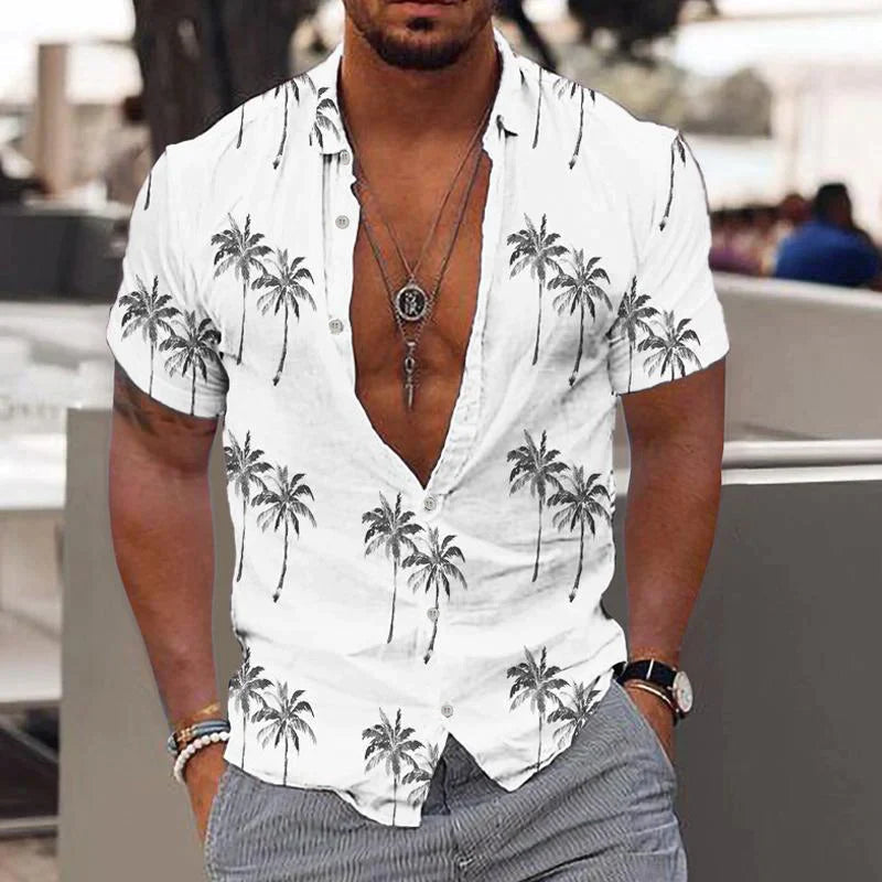 Atmungsaktives Leinen Kurzarmhemd Matteo für Herren. Bietet Komfort und lässigen Chic für warme Sommertage.