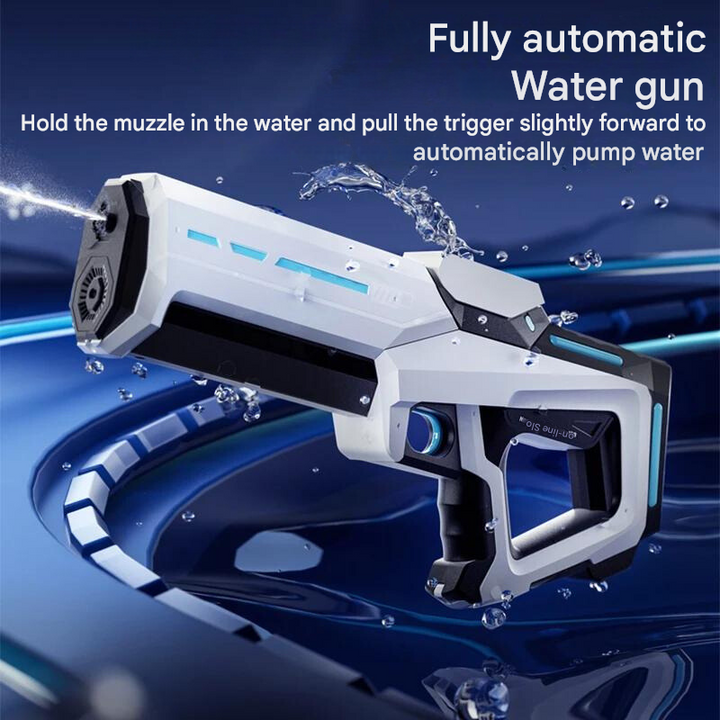 Leistungsstarke automatische Wasserpistole mit 1-Liter-Tank für lange, actionreiche Wasserschlachten.