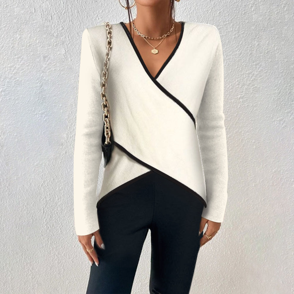 Eleganter Damen-Strickpullover mit V-Ausschnitt, stilvoll und bequem für Freizeit oder Büro.