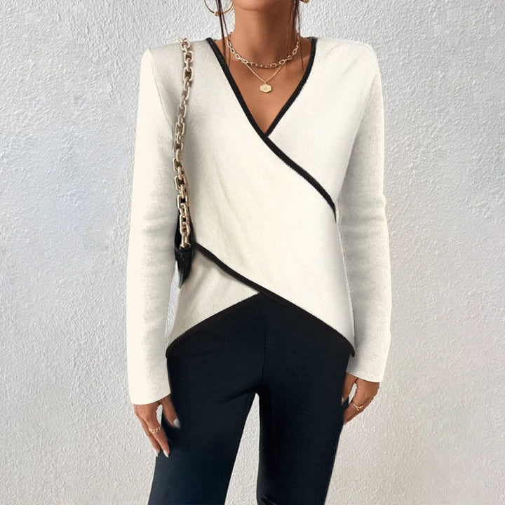 Eleganter Damen-Strickpullover mit V-Ausschnitt, stilvoll und bequem für Freizeit oder Büro.
