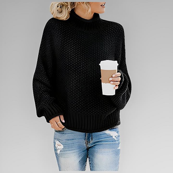 Modischer Damen-Rollkragenpullover aus hochwertigem Strick, stylisch und bequem für Alltag & Büro.