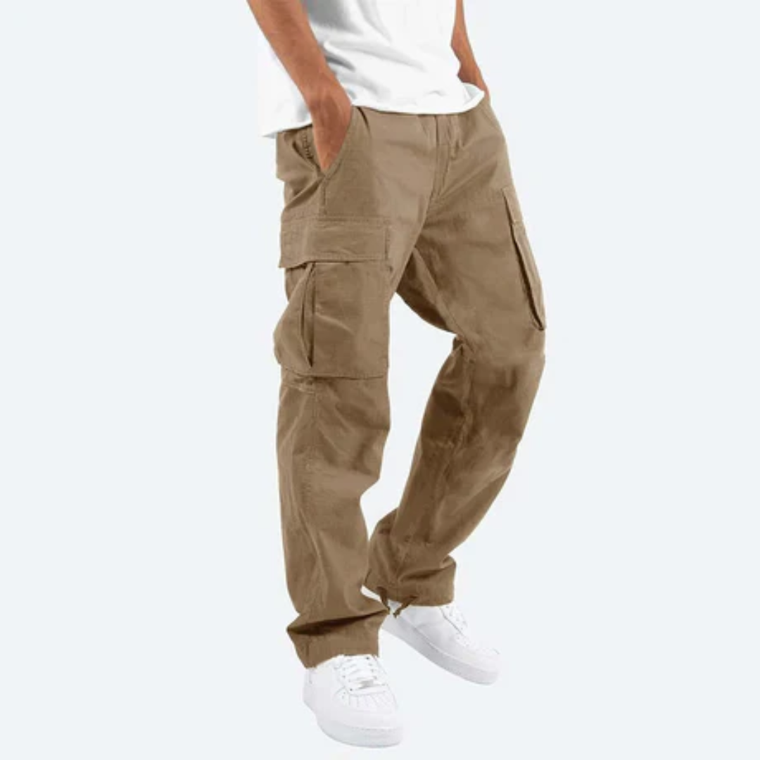 Stilvolle Herren Freizeithose mit Cargotaschen, geradem Bein, ideal für Outdoor & Alltag, bequem.