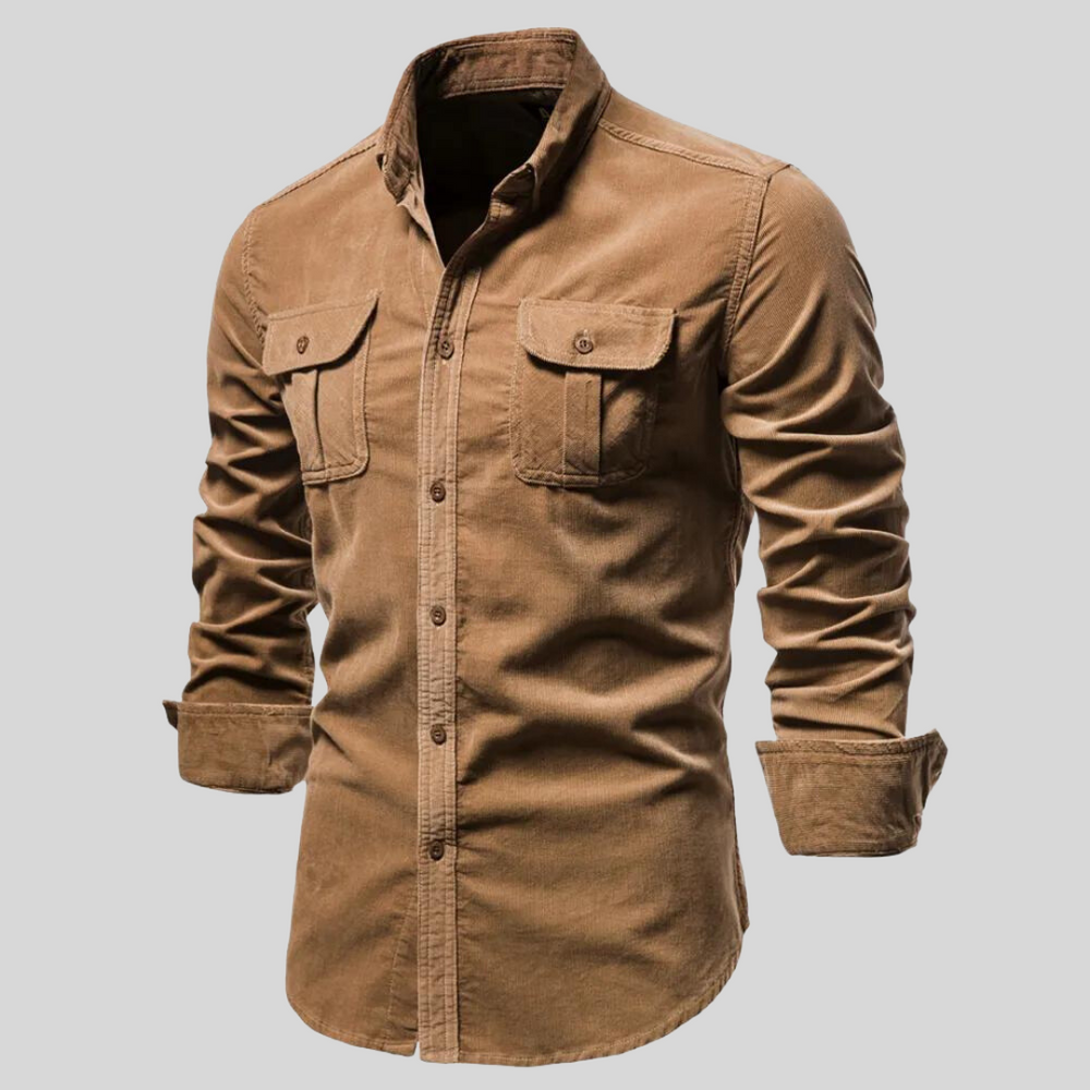 Elegantes Herren Langarm Freizeithemd in sattem Braun, ideal für vielseitige Outfits.