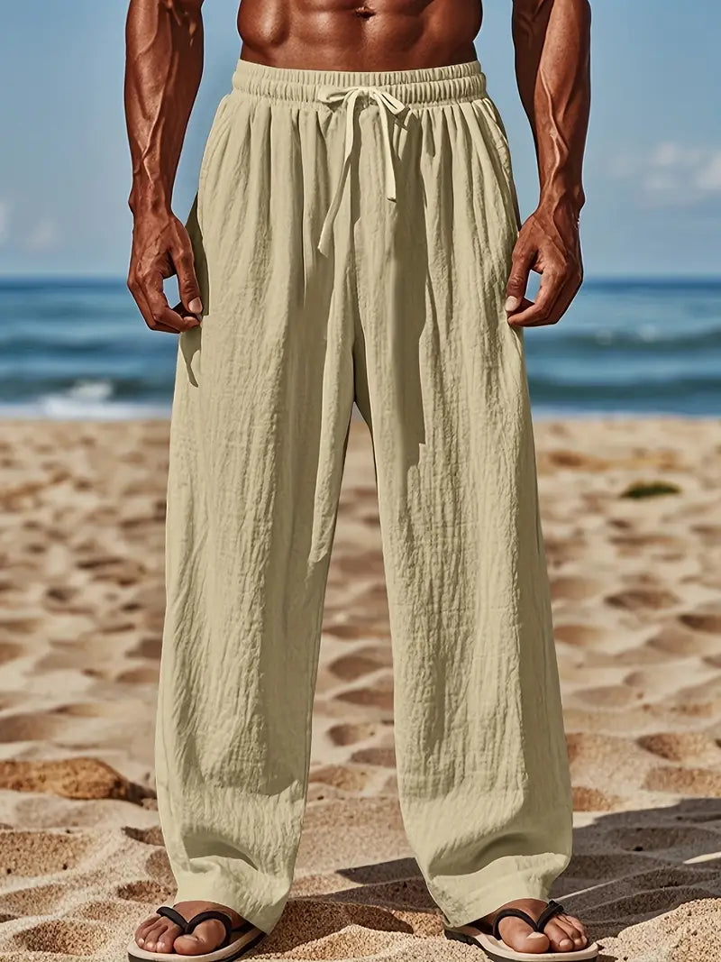 Herren Casual Hose, leicht & atmungsaktiv, in Schwarz. Perfekt für warme Sommerabende.