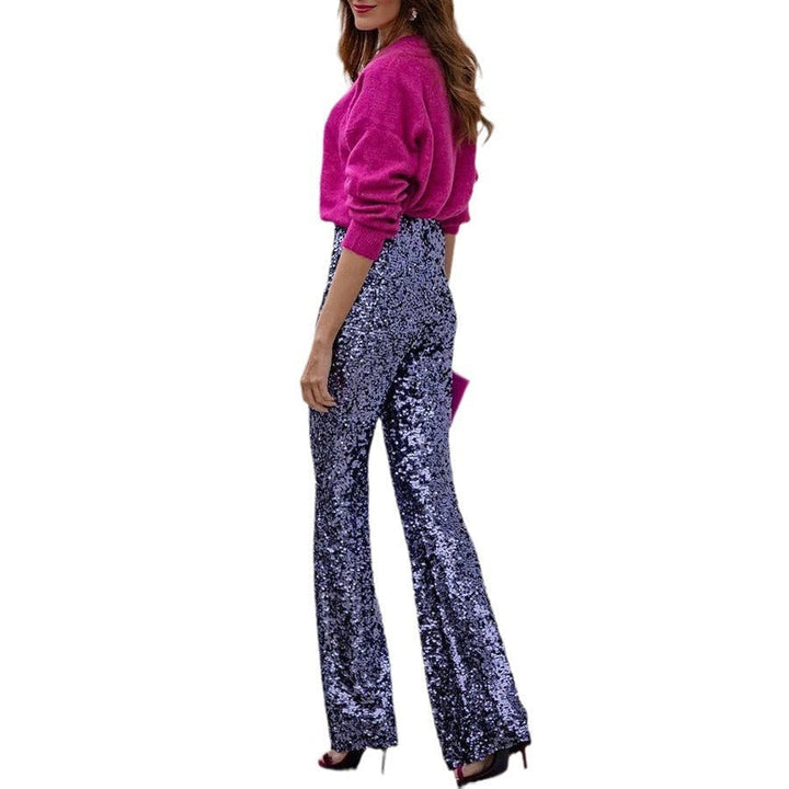 Elegante Pailletten-Damenschlaghose für den glamourösen Party-Look. Ideal als Statement-Hose für Abendmode.