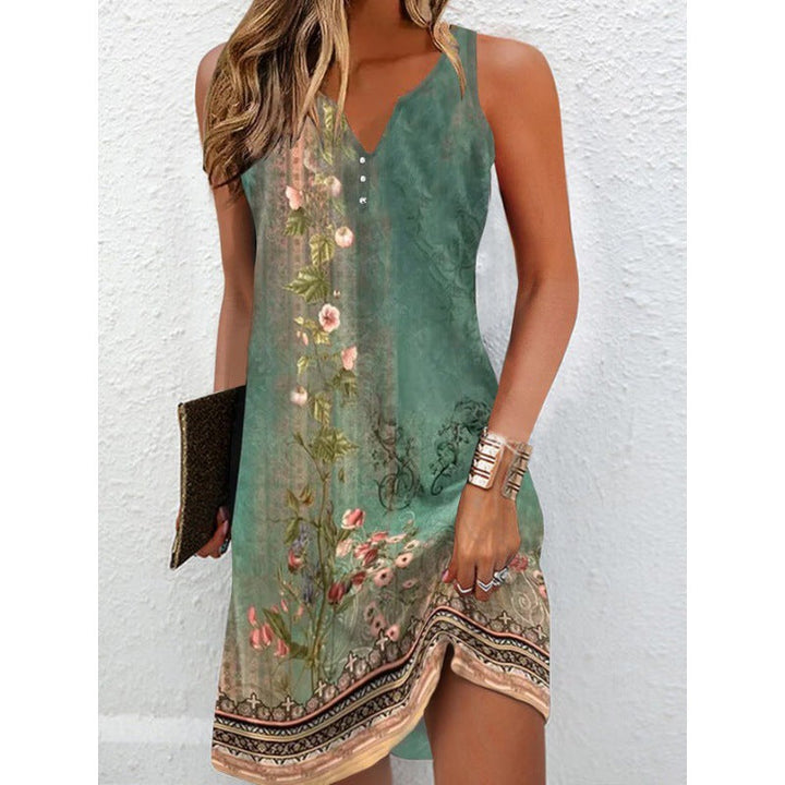 Vielseitiges Damen Freizeitkleid, A-Linie mit floralem Print. Perfekt für Frühling, Sommer und Urlaub.