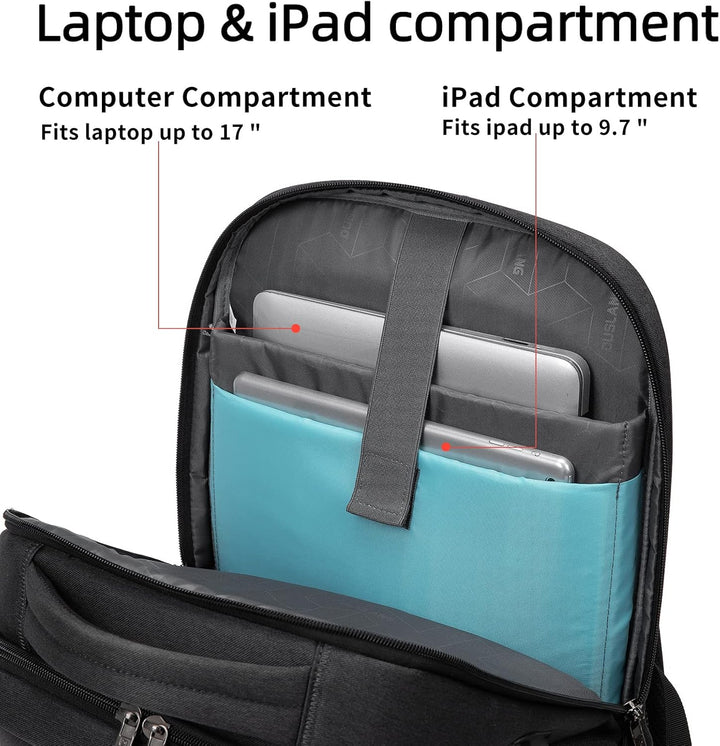 Moderner Tagesrucksack mit Diebstahlschutz, vielen Fächern & USB-Ladefunktion für unterwegs.