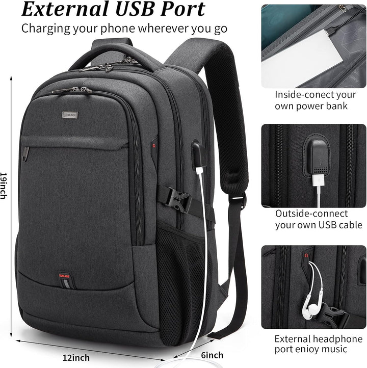 Geräumiger Reiserucksack, wasserabweisend, mit speziellem Laptop-Sleeve & externem USB-Anschluss.