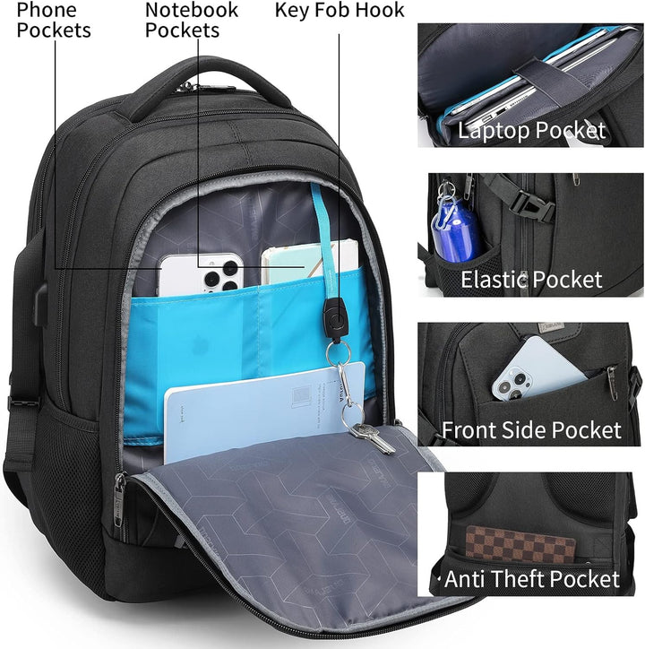 Stilvoller Reiserucksack, unisex, mit Laptop-Sleeve & USB-Port für alle Geräte.