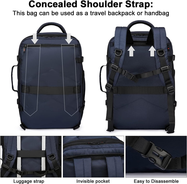 Grauer Wochenendtrip-Rucksack, 45-55L, wasserdicht, mit cleveren Fächern für einfaches Packen.