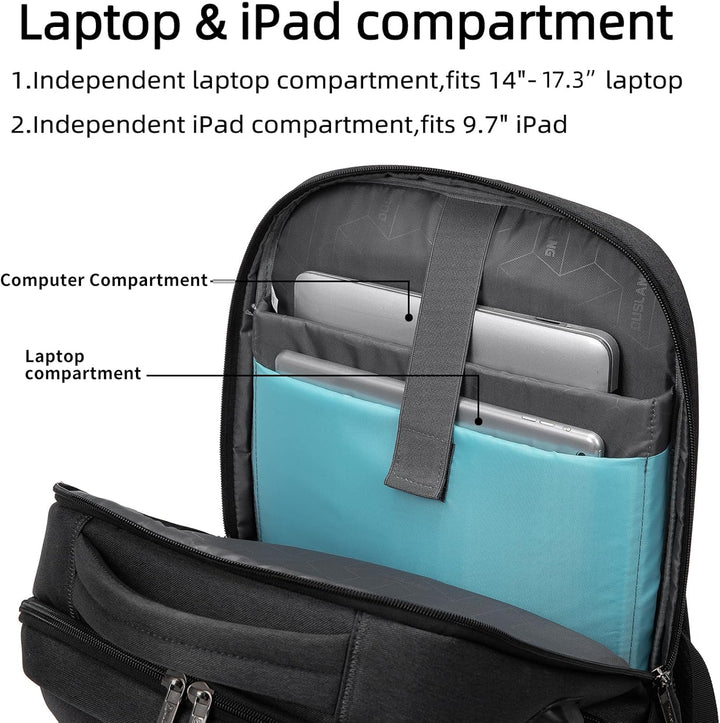 Großer Reiserucksack für Laptop & Zubehör, mit USB-Anschluss & vielen intelligenten Fächern.