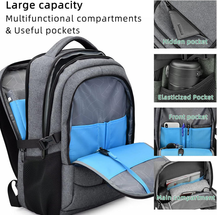 Geräumiger Unisex Rucksack für Studium & Arbeit, mit Laptopfach & integriertem USB-Anschluss.