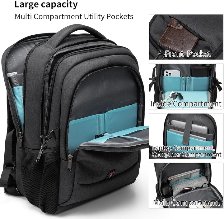 Strapazierfähiger Tagesrucksack, wasserabweisend, mit Laptop-Sleeve & externem USB-Port.